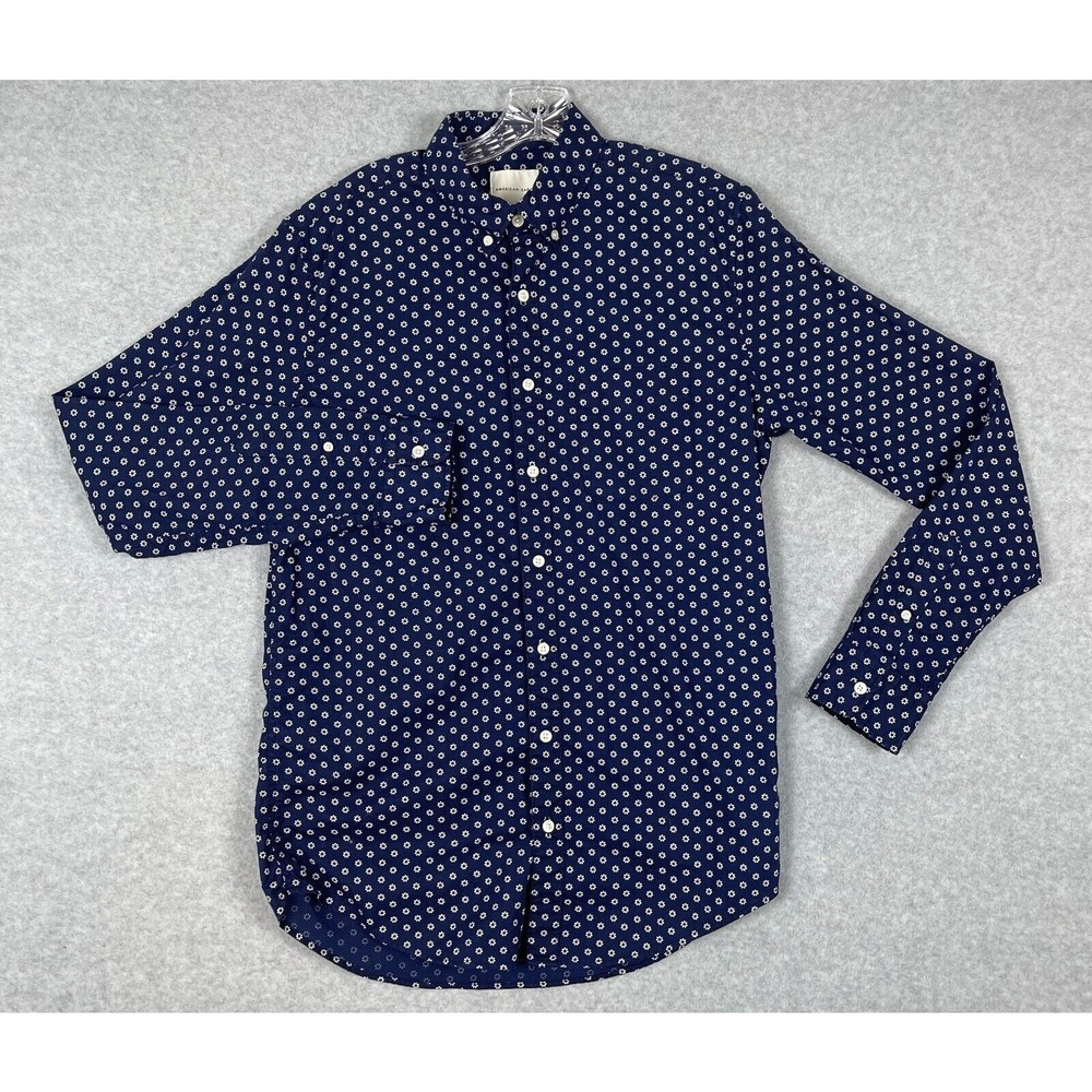 American Eagle Button Down Shirt Men's Size M Tall Long Sleeve Blue Floral Print